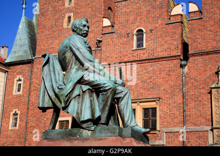 Alexander Fredro Monument at Market square Rynek, Wroclaw, Silesia, Poland, Europe Stock Photo