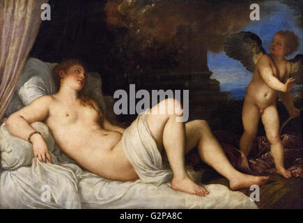 Titian - Tiziano Vecellio (ca. 1488/90-1576), Danae with Eros (c. 1545). Stock Photo