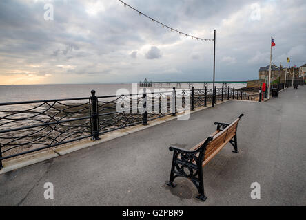 Stormy sunset at the seafront at Clevedon in north Somerset Stock Photo