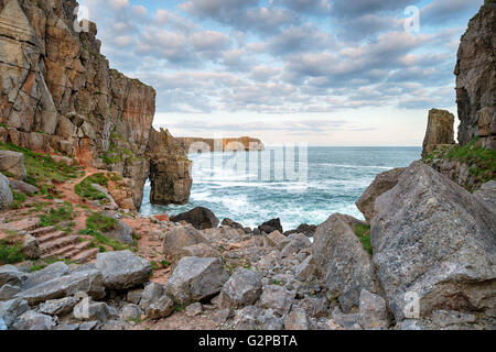 Rugged dramatic coastline at St Govan's Head in Pembrokeshire Stock Photo