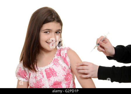 Happy child getting immunization injection Stock Photo