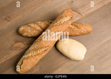 bread on a dark wooden background Stock Photo