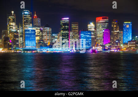 Sydney, Australia - 1st June 2016: The Vivid Sydney Light Show Festival seen lighting up around Sydney on the 1st of June 2016. The festival will continue to run until the 18th of June featuring a wide variety of lights, sculptures and installations.  Pictured is Circualr Quay. Credit:  mjmediabox /Alamy Live News Stock Photo