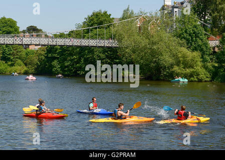 The Groves, Chester, UK. 2nd June 2016. People enjoying the sunny weather on the River Dee at The Groves in Chester city centre. Andrew Paterson/Alamy Live News Stock Photo