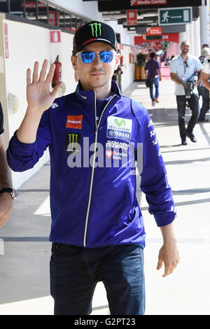 Movistar Yamaha MotoCP Spanish rider Jorge Lorenzo during the press ...