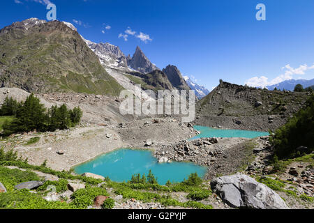 Miage lake (Lac du Miage ). The Miage glacier in Veny valley. Monte Bianco mountain massif. Valle d'Aosta. Italian Alps. Europe. Stock Photo
