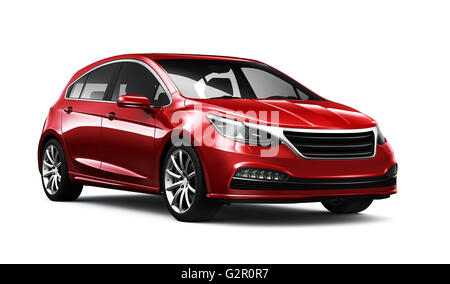 Red generic hatchback car Stock Photo