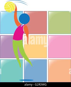 Sport icon with man playing volleyball illustration Stock Vector