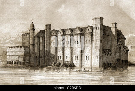 Baynard's Castle, a medieval palace, destroyed in the Great Fire of London, 1666 Stock Photo