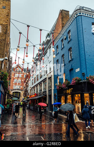 LONDON, UK - AUGUST 24, 2015: View of Carnaby Street. Carnaby Street is a pedestrianised shopping street in Soho Stock Photo