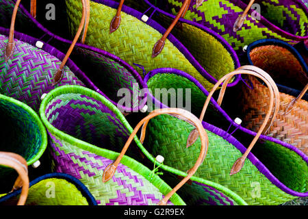 Colorful straw bags at a market in Provence France Stock Photo Alamy