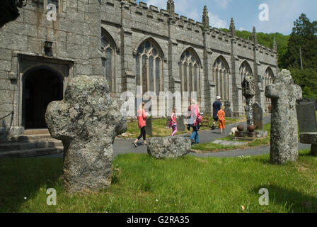 St Neot Cornwall Celtic Cross in graveyard. 2016 2010s HOMER SYKES Stock Photo