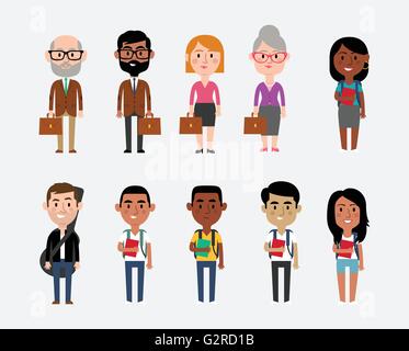 Character Illustrations Depicting Occupations In Education Stock Vector