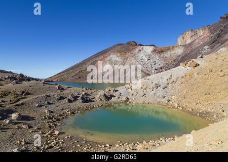 The Emerald Lakes on the Tongariro National Park on the north island in New Zealand. Stock Photo