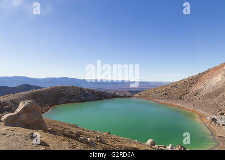 The Emerald Lakes on the Tongariro National Park on the north island in New Zealand. Stock Photo