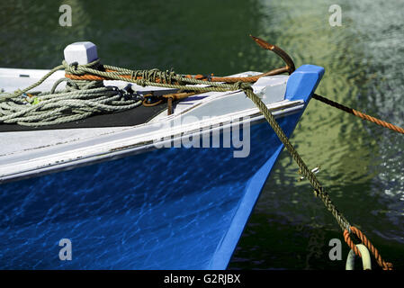Blue wooden boat in the harbor, Melbourne, Australia Stock Photo