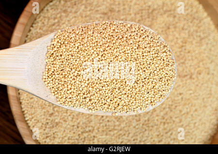 Healthy amaranth seeds in a wooden spoon Stock Photo