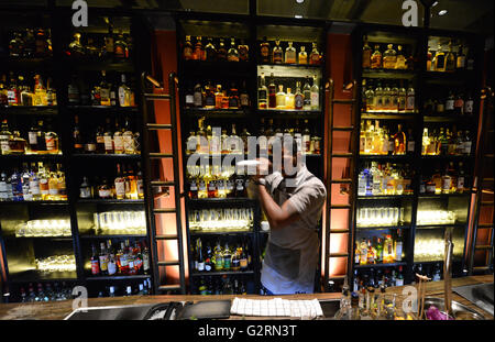 The 28 Hong Kong street cocktail bar in Singapore. Stock Photo