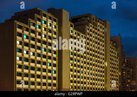 Muenchen, Germany, apartment houses the Olympic Village at night Stock Photo