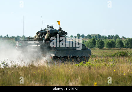 Gardelegen, Germany, Panzer Grenadier Company at a practice on the military training Altmark Stock Photo