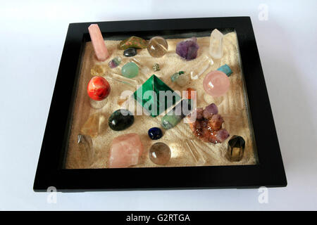 Mini Zen crystal table garden Stock Photo