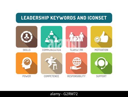 Leadership Flat Icon Set Stock Vector