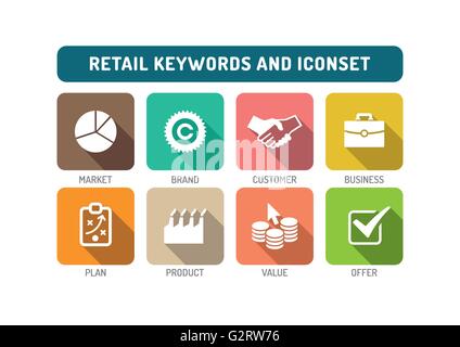 Retail Flat Icon Set Stock Vector