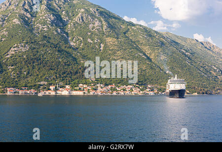 Cruise ship in the Bay of Kotor Stock Photo
