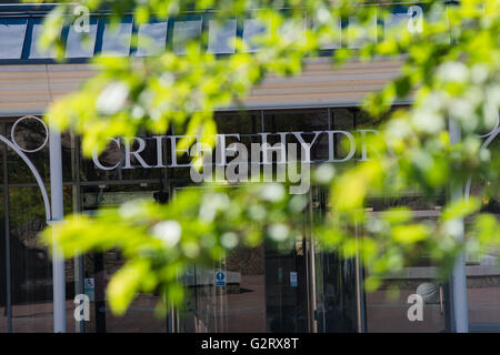 Crieff Hydro sign outside main entrance Stock Photo