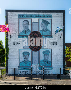 36th Ulster Division mural in the loyalist Cregagh Estate in East Belfast. Stock Photo