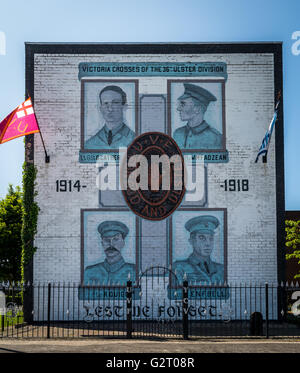 36th Ulster Division mural in the loyalist Cregagh Estate in East Belfast. Stock Photo