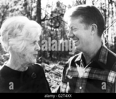 President Jimmy Carter poses with his mother, Lillian. Stock Photo