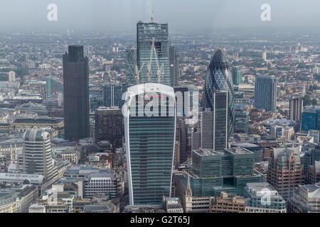 Aerial view of The City Of London with 20 Fenchurch St , Leadenhall Building,Tower42 and The Gherkin, London, UK Stock Photo