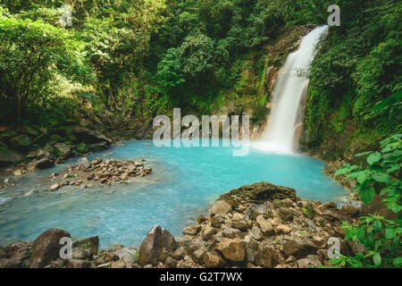 The Rio Celeste waterfall in Costa Rica Stock Photo