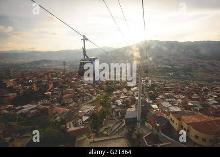 The Barrios and slums surrounding Medellin's cable car Stock Photo