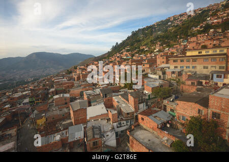 The Barrios and slums surrounding Medellin's cable car Stock Photo