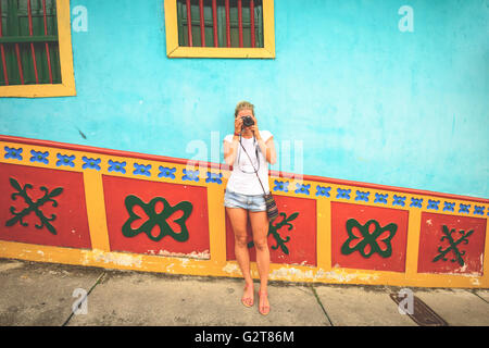 Colourful streets in Guatape, Colombia Stock Photo