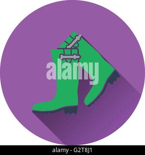 Icon of hunter's rubber boots. Flat design. Vector illustration. Stock Vector