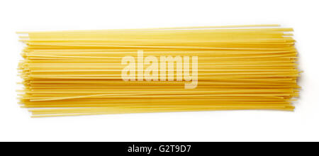 Spaghetti pasta isolated on white background, top view Stock Photo