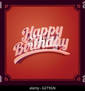 Vector 3d “Happy Birthday”. Retro Birthday card design. Stock Vector
