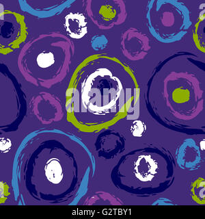Seamless pattern of colorful swirls in purple, green and blue Stock Photo