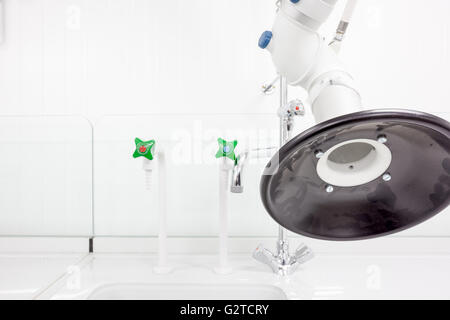 in an laboratory is an laboratory sink with faucets Stock Photo