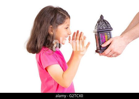 Happy Muslim family in Ramadan Stock Photo