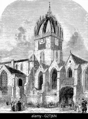 19th Century sketch of St Giles' Cathedral, also known as the High Kirk of Edinburgh, is the principal place of worship of the Church of Scotland in Edinburgh, it's  been one of Edinburgh's religious focal points for approximately 900 years. Stock Photo