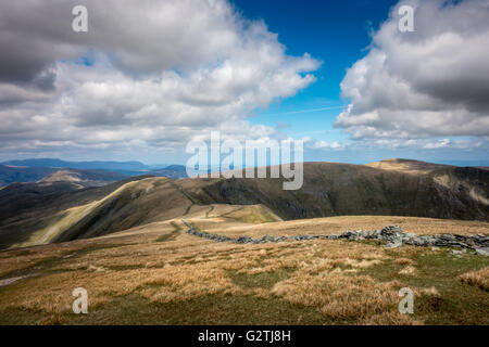 Views from High Street looking north down path towards Kidsty Pike, Lake District, UK Stock Photo