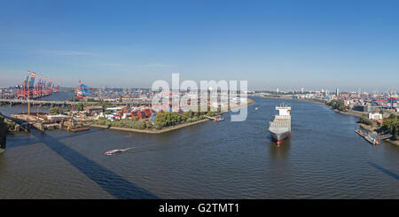 View from the Köhlbrand Bridge onto the Port of Hamburg, Hamburg, Germany Stock Photo