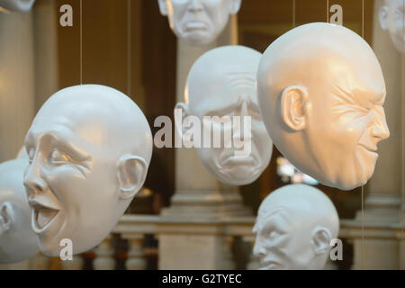 Scotland, Glasgow, West End, Kelvingrove Art Gallery and Museum, Sophie Cave's 'Floating Heads' installation.