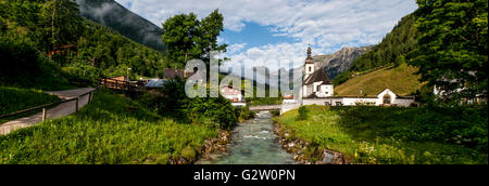 Panorama of Ramsau, a picturesque village in the Bavarian Alps near Berchtesgaden Stock Photo