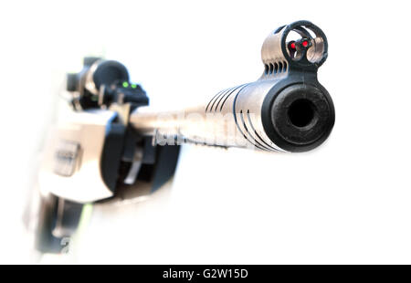 his sights Sniper rifle isolated on white background Stock Photo