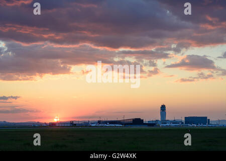 Vienna Airport : Tower , terminal and aircrafts, Austria, Vienna, Wien Stock Photo